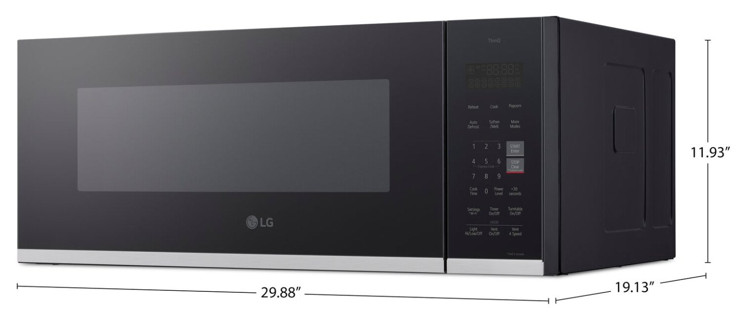 LG 1,3 Cu. Fort. Four à micro-ondes intelligent à profil bas - MVEF1323F | Quatre à micro-ondes à hotte intégrée intelligente à profil bas LG de 1,3 pi3 - MVEF1323F | MVEF132F