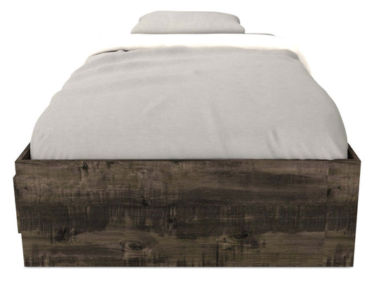 Lit Mates Riley avec rangement à 3 tiroirs pour enfants, fabriqué au Canada, gris - taille simple | Lit matelot Riley avec 3 tiroirs de rangement pour enfants, fabriqué au Canada, gris - format lit simple