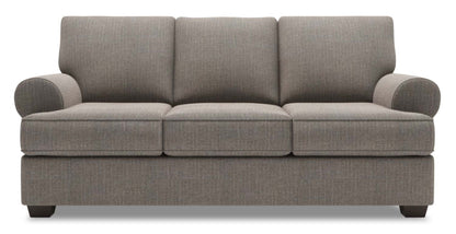 Fabriqué au Canada Canapé Personnalisable Roll 86 en Tissu d'Apparence Lin avec Accoudoirs Enroulés - Gris Luna Smoke | Sofa-lit Roll de Sofa Lab de 86 po fabriqué au Canada en tissu d’apparence lin avec accoudoirs enroulés - gris Luna Smoke | RO602391