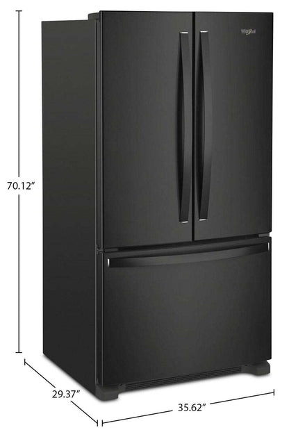 Whirlpool 36 20 pi3 Réfrigérateur de profondeur comptoir à portes françaises - noir - WRFC2036RB | Réfrigérateur Whirlpool de 20 pi3 et de 36 po de profondeur comptoir à portes françaises - noir - WRFC2036RB | WRFC20RB