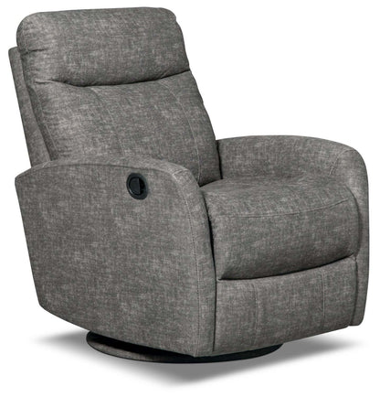 Jeffry 30.3 Fauteuil inclinable pivotant et coulissant en tissu velours - Gris | Fauteuil pivotant, coulissant et inclinable Jeffry de 30,3 po en tissu de velours - gris