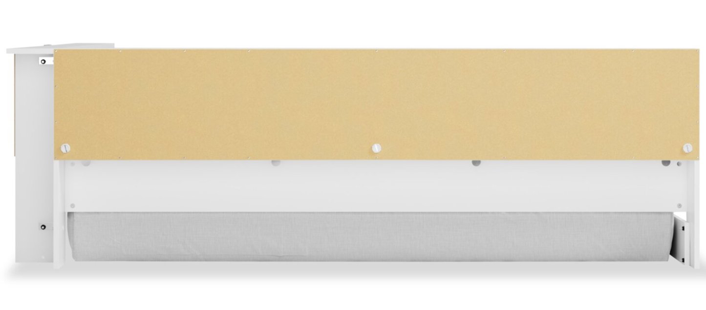 Lit bibliothèque plateforme Wolf pour enfants, blanc - Pleine grandeur | Lit plateforme bibliothèque Wolf pour enfants, blanc - format lit double