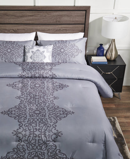 Arista 4-Piece Full/Queen Comforter Set - Grey | Ensemble d'édredon Arista 4 pièces pour lit double ou grand lit - gris
