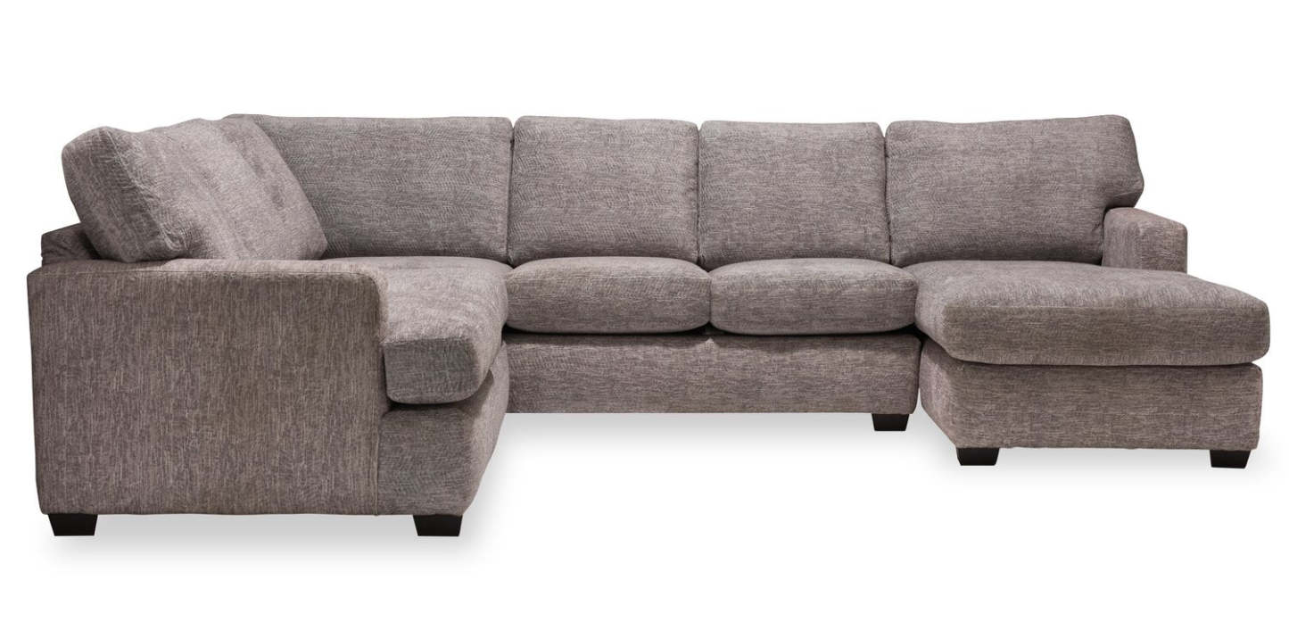 Sofa sectionnel de droite Luxe 3 pièces fabriqué au Canada en tissu avec coussins amovibles - gris colombe Zaftig