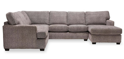 Sofa sectionnel de droite Luxe 3 pièces fabriqué au Canada en tissu avec coussins amovibles - gris colombe Zaftig