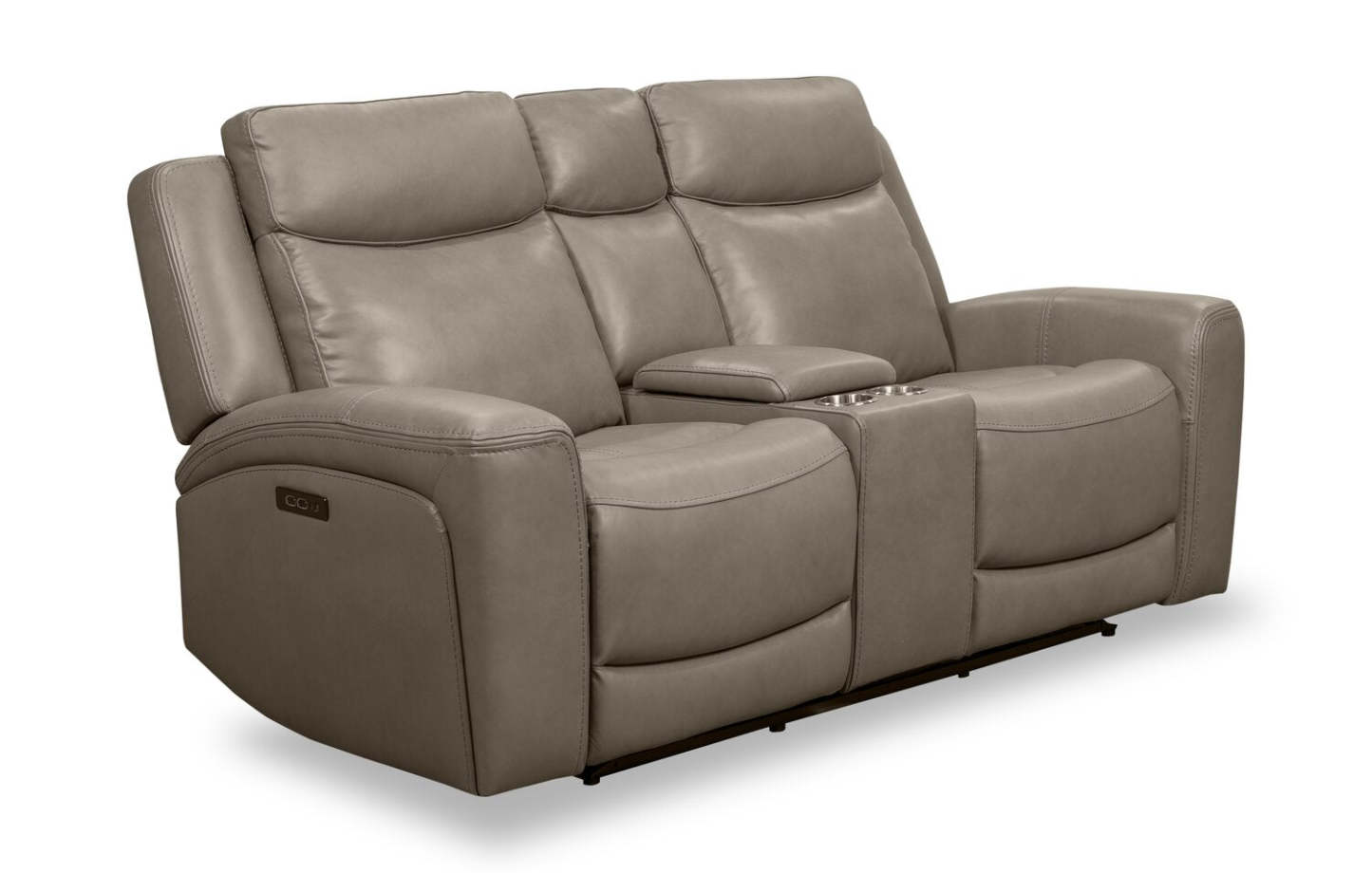 Scott Living Prescott 79 Genuine Leather Power Reclining Loveseat with Power Headrests - Grey | Causeuse à inclinaison électrique Prescott de Scott Living de 79 po en cuir véritable avec appuie-têtes électriques - grise