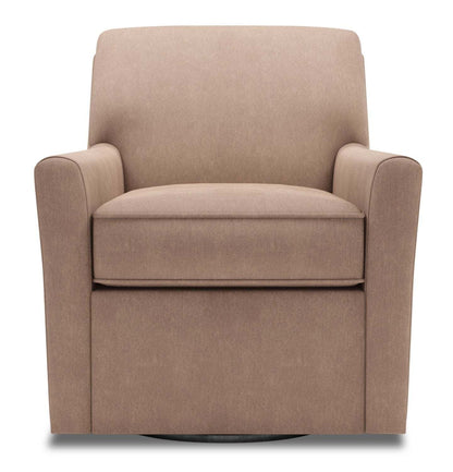 Fauteuil d’appoint pivotant personnalisable Sofa Lab de 31 po fabriqué au Canada en tissu d’apparence lin - brun Pax Wicker | SWIV3349