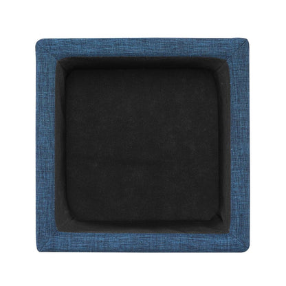 Ottawa 14.75 Square Fabric Storage Ottoman - Navy|Pouf de rangement carré Ottawa de 14,75 po en tissu - bleu marine