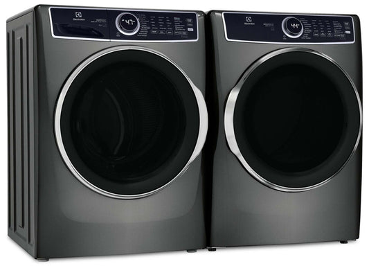 Electrolux 5.2 Cu. Ft. Front-Load Washer and 8 Cu. Ft. Gas Dryer - Titanium | Laveuse à chargement frontal de 5,2 pi³ et sécheuse à gaz de 8 pi³ - Titane | ELFL763G