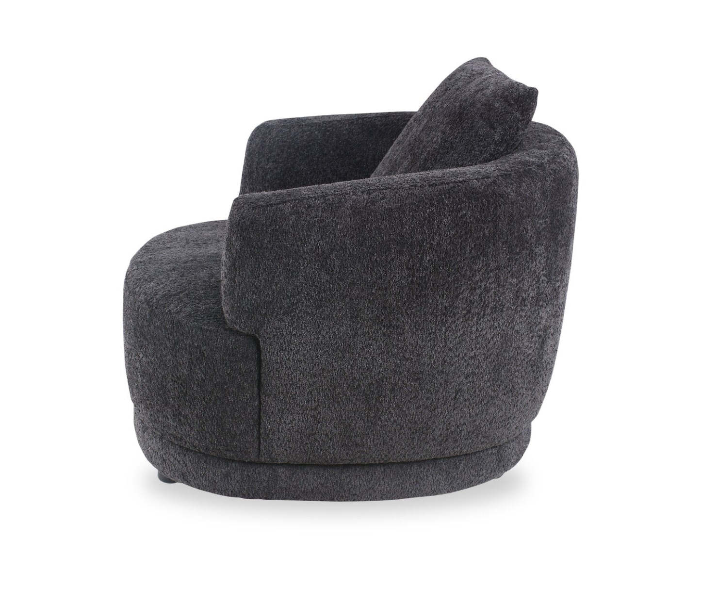 Fauteuil arrondi Moon de 35,8 po en tissu avec coussin décoratif - noir corbeau laineux