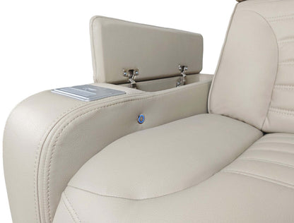 Sofa sectionnel à inclinaison électrique Zen 3 pièces en similicuir avec massage, console rabattable et compartiment réfrigéré - abricot