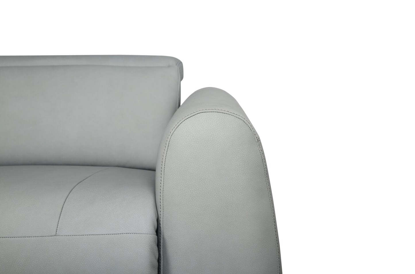 Sofa à inclinaison électrique Gianna de 76 po en cuir véritable avec appuie-têtes électriques et ports USB - bleu spa