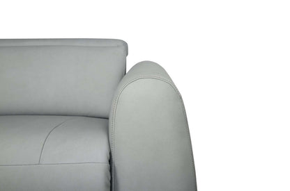 Sofa à inclinaison électrique Gianna de 76 po en cuir véritable avec appuie-têtes électriques et ports USB - bleu spa