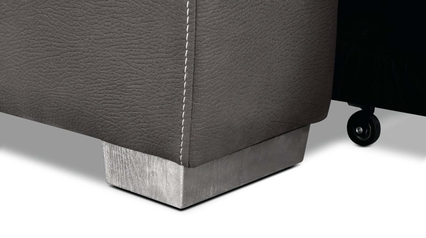 Canapé-lit Drake de 87 po en tissu de suédine avec lit rétractable, appuis-têtes relevables et capitonnage à boutons - gris