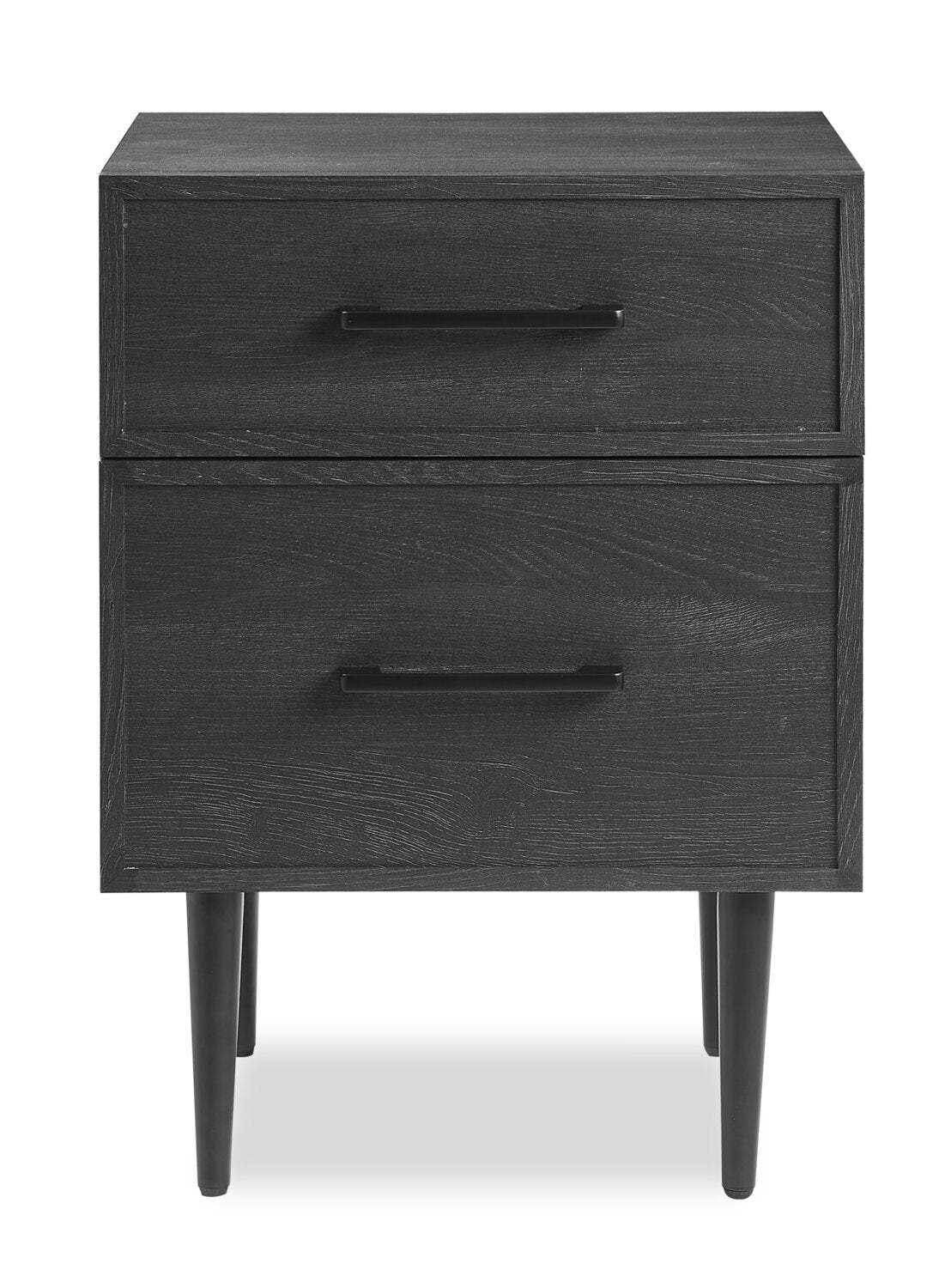 Table de nuit à 2 tiroirs Brax, 18 L x 25,75 H - Noir | Table de nuit Brax de 18 po (l) x 25,75 po (H) à 2 tiroirs - noire
