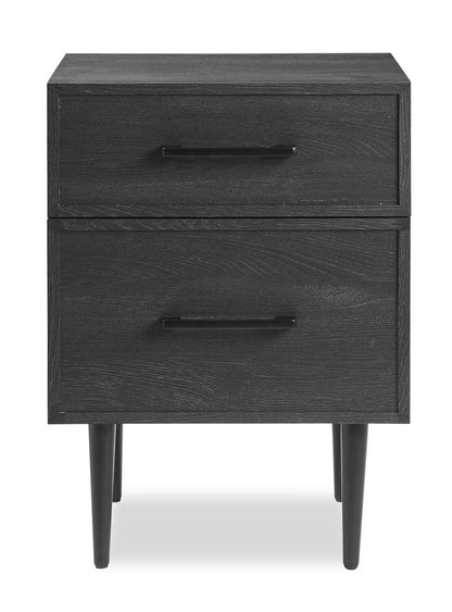 Table de nuit à 2 tiroirs Brax, 18 L x 25,75 H - Noir | Table de nuit Brax de 18 po (l) x 25,75 po (H) à 2 tiroirs - noire