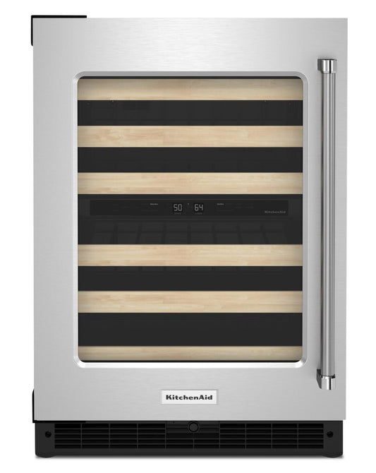 Réfrigérateur à vin KitchenAid de 5 pi³ et de 24 po sous le comptoir - acier inoxydable - KUWL214KSB | KitchenAid 24 5 Cu. Ft. Undercounter Wine Refrigerator - Stainless Steel - KUWL214KSB