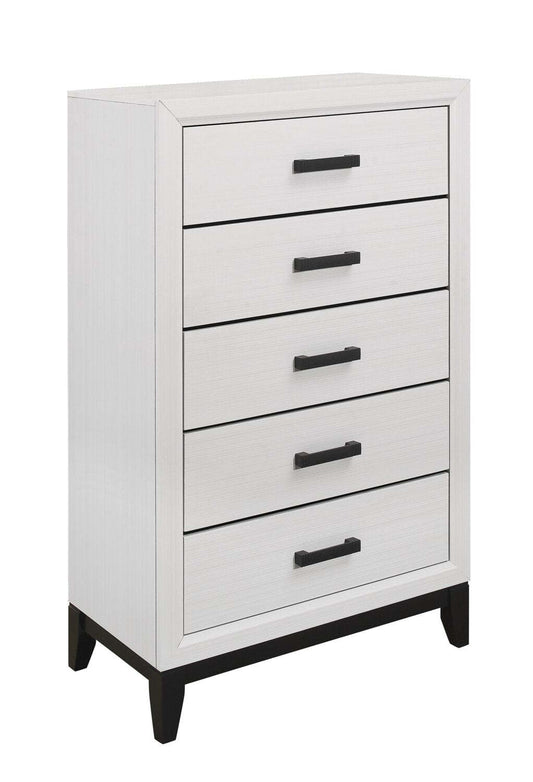 Commode de chambre Kate, 5 tiroirs, 31,1 L x 50,4 H - Blanc | Commode verticale Kate de 31,1 po (L) x 50,4 po (H) à 5 tiroirs pour la chambre à coucher - blanche