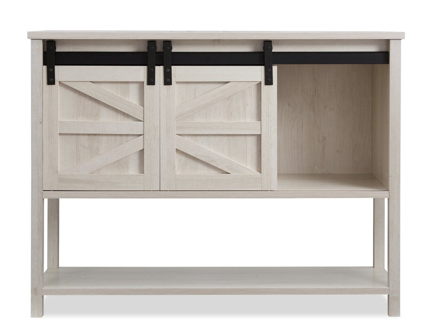 Corbin 47.25 Armoire d'appoint avec portes de grange coulissantes - Chêne blanc|Armoire décorative Corbin de 47,25 po avec portes de grange coulissantes - chêne blanc