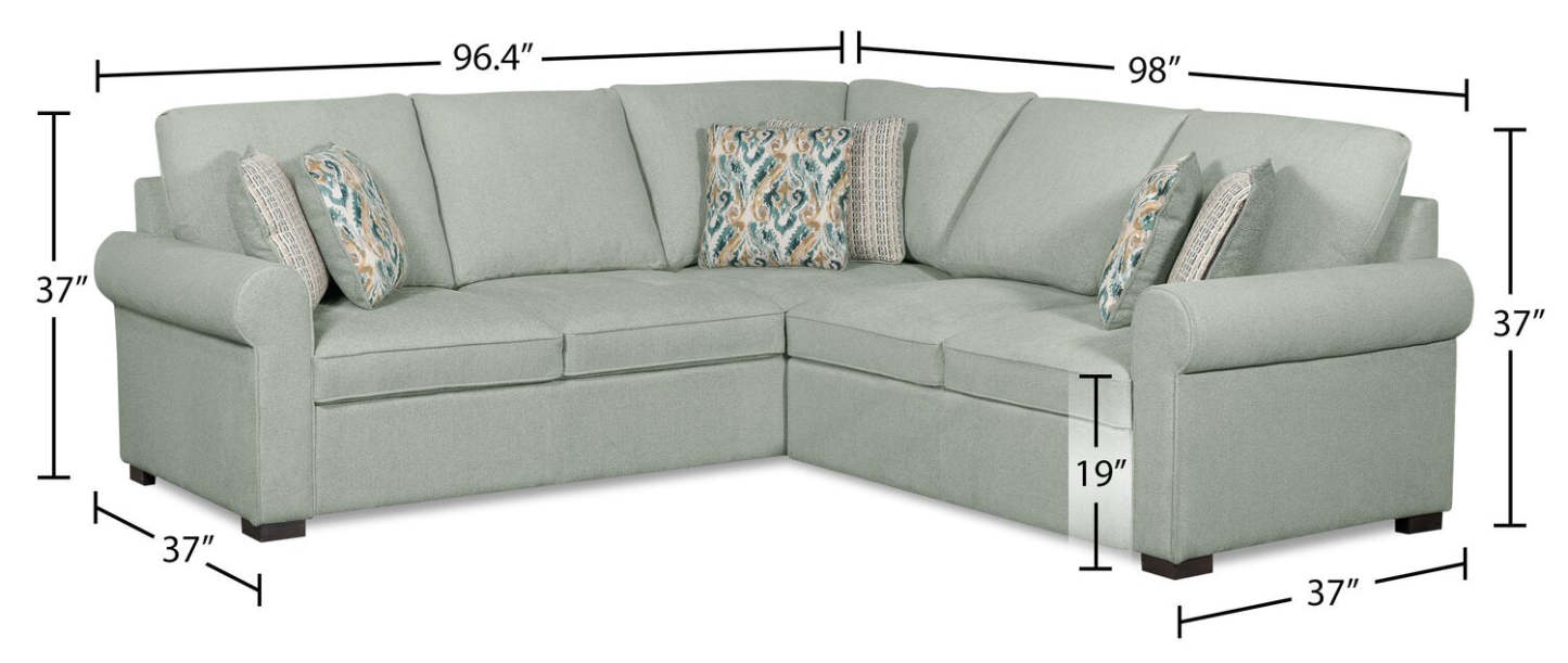 Scott Living Haven 2-Piece Right-Facing Chenille Fabric Sectional - bleu écume de mer | Sofa sectionnel de droite Haven de Scott Living 2 pièces en tissu de chenille - bleu écume de mer