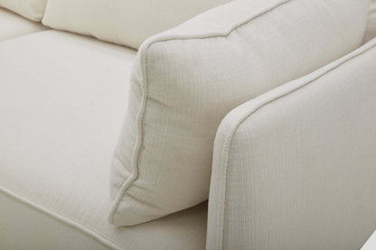 Cindy Crawford Home Gena 78,7 canapé de taille condo en tissu d'apparence lin avec coussins de dossier amovibles - blanc coton