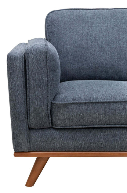 Canapé sectionnel Kassia de Kort &amp; Co. 2 pièces en tissu d'apparence lin avec base et pattes en bois - bleu