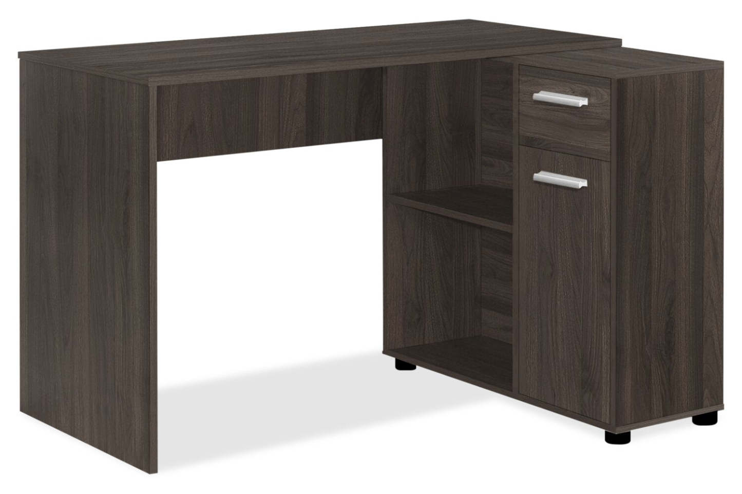 Bureau d'ordinateur en forme de L Bristol 46 avec étagères, tiroir et armoire - Chêne brun|Bureau d'ordinateur en forme de L Bristol de 46 po avec tablettes, tiroir et armoire - chêne brun