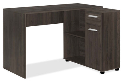 Bureau d'ordinateur en forme de L Bristol 46 avec étagères, tiroir et armoire - Chêne brun|Bureau d'ordinateur en forme de L Bristol de 46 po avec tablettes, tiroir et armoire - chêne brun