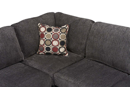 Canapé sectionnel de gauche Morty 2 pièces fabriqué au Canada en tissu de chenille avec coussins décoratifs - gris