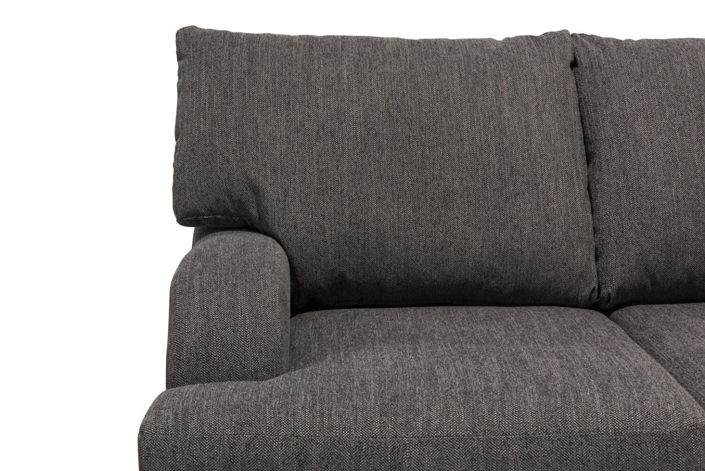 Made in Canada Nofia 58 Chenille Fabric Loveseat with Two Accent Pillows and Wood Legs - Charcoal Grey | Causeuse Nofia de 58 po fabriquée au Canada en tissu de chenille avec 2 coussins décoratifs et pattes en bois - gris anthracite