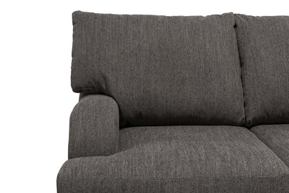 Made in Canada Nofia 58 Chenille Fabric Loveseat with Two Accent Pillows and Wood Legs - Charcoal Grey | Causeuse Nofia de 58 po fabriquée au Canada en tissu de chenille avec 2 coussins décoratifs et pattes en bois - gris anthracite