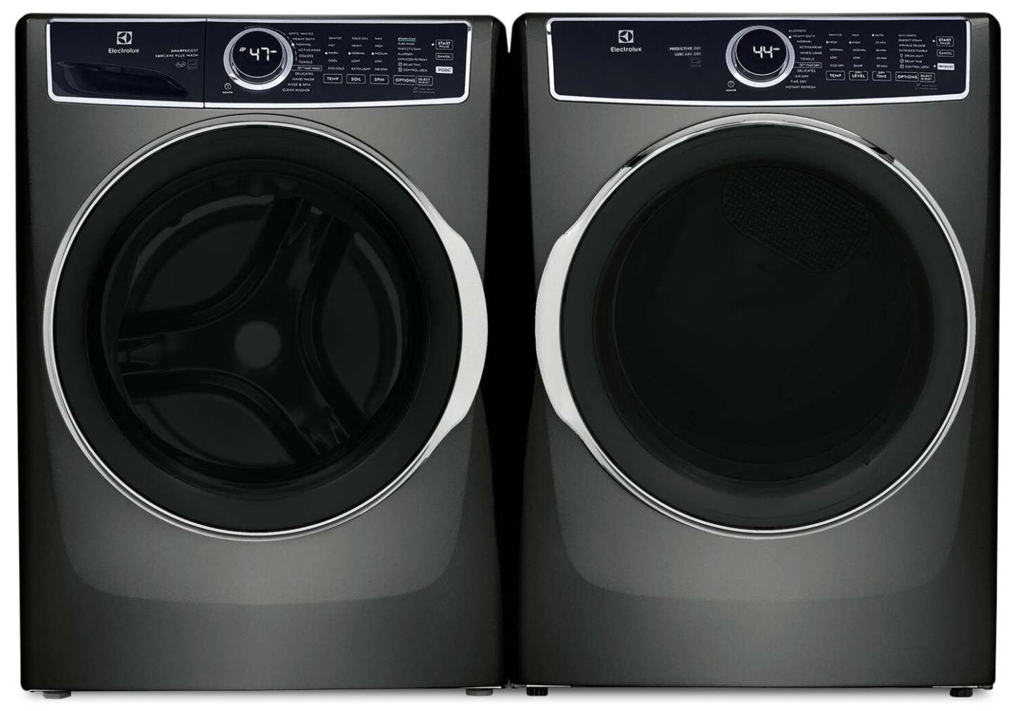 Electrolux 5.2 Cu. Ft. Front-Load Washer and 8 Cu. Ft. Gas Dryer - Titanium | Laveuse à chargement frontal de 5,2 pi³ et sécheuse à gaz de 8 pi³ - Titane | ELFL763G