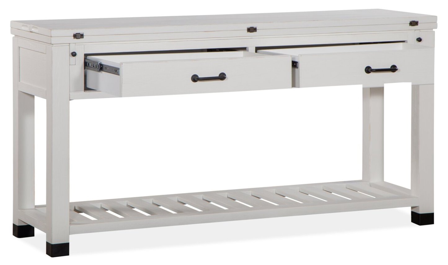 Harper 60 Modern Sofa Table with Storage and Shelf - White Pine|Table de salon moderne Harper de 60 po avec rangement et tablette - pin blanc