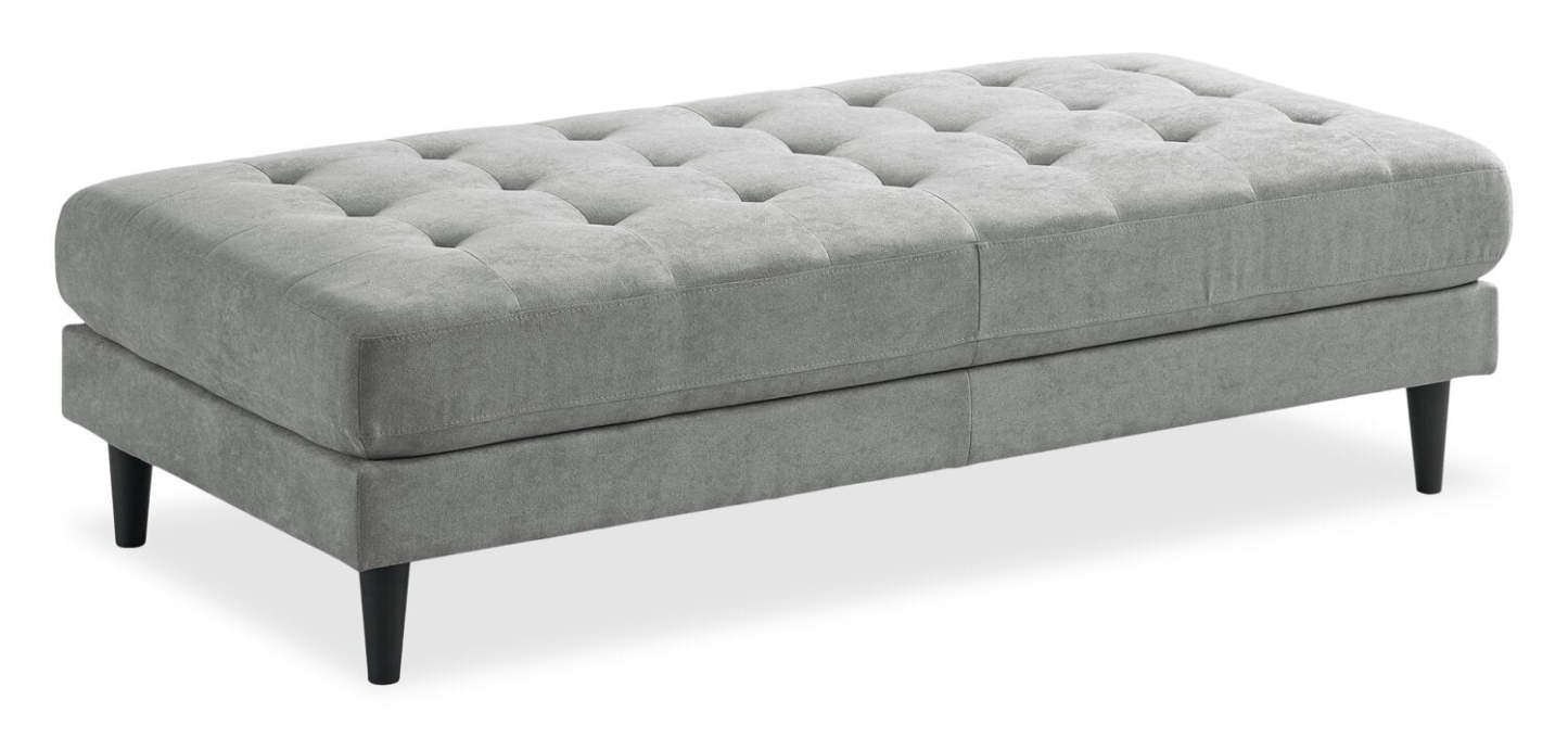Ottomane en tissu Metro 63 avec coussin capitonné - Gris | Pouf Metro de 63 po en tissu avec coussin capitonné - gris