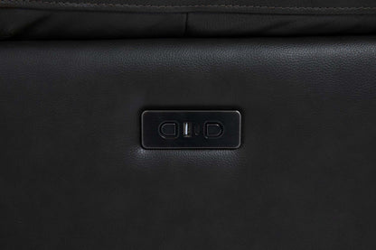 Sofa sectionnel à inclinaison électrique Sorrento 6 pièces en cuir véritable avec console de rangement et port USB - gris anthracite