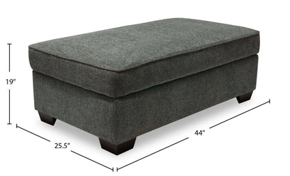 Made in Canada Verona 44 Linen-Look Fabric Storage Ottoman - Charcoal Grey | Pouf de rangement Verona de 44 po fabriqué au Canada en tissu d’apparence lin - gris anthracite