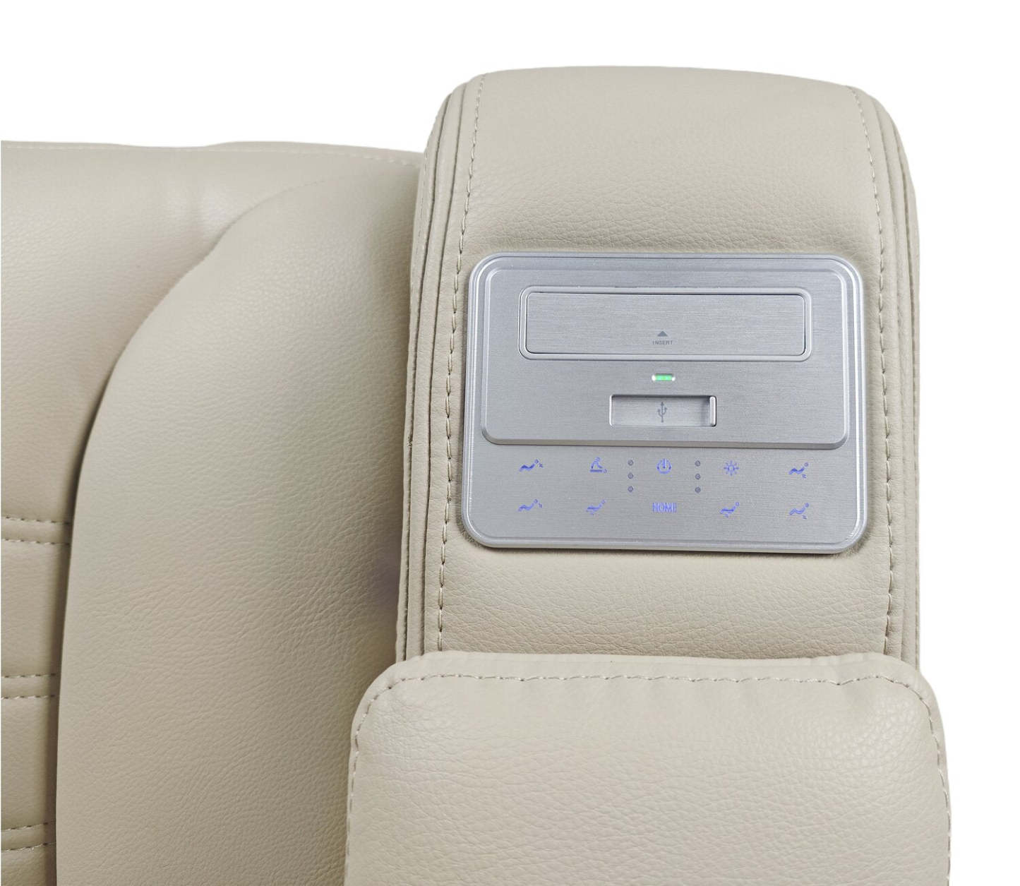 Sofa sectionnel à inclinaison électrique Zen 3 pièces de style cinéma maison en similicuir avec massage et console de rangement - abricot