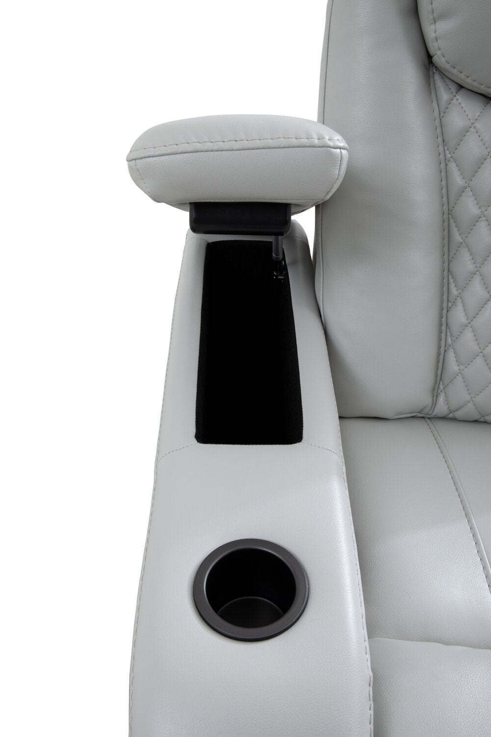 Cinema 79.6 Tissu d'apparence cuir Sièges de cinéma maison inclinables électriquement avec deux sièges - Gris brume cosmique