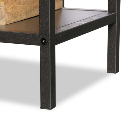 Bureau en forme de L Tayla de 60,67 po à 2 tiroirs avec armoire - chêne antique et noir