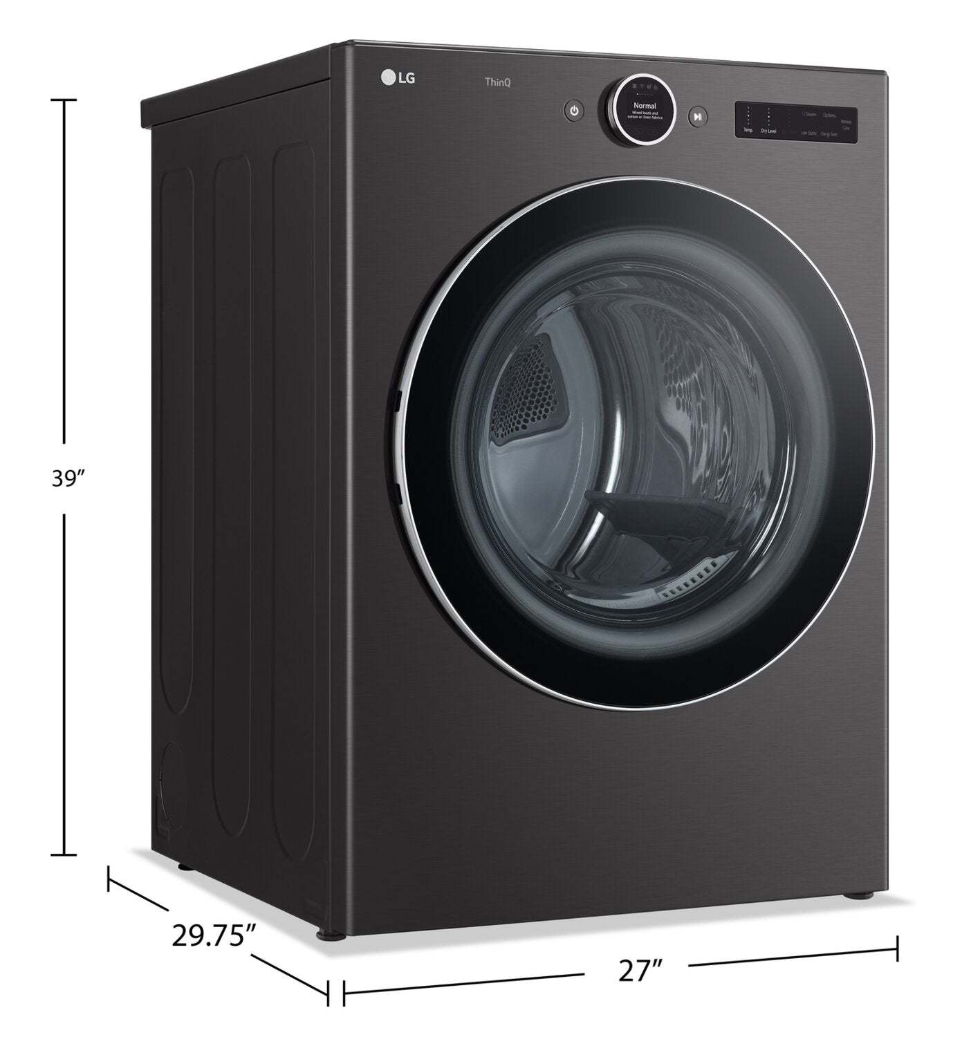 Sécheuse électrique intelligente LG de 7,4 pi³ avec vapeur - acier noir - superposable - DLEX6700B | LG 7.4 Cu. Ft. Smart Electric Dryer with Steam - Black Steel - Stackable - DLEX6700B
