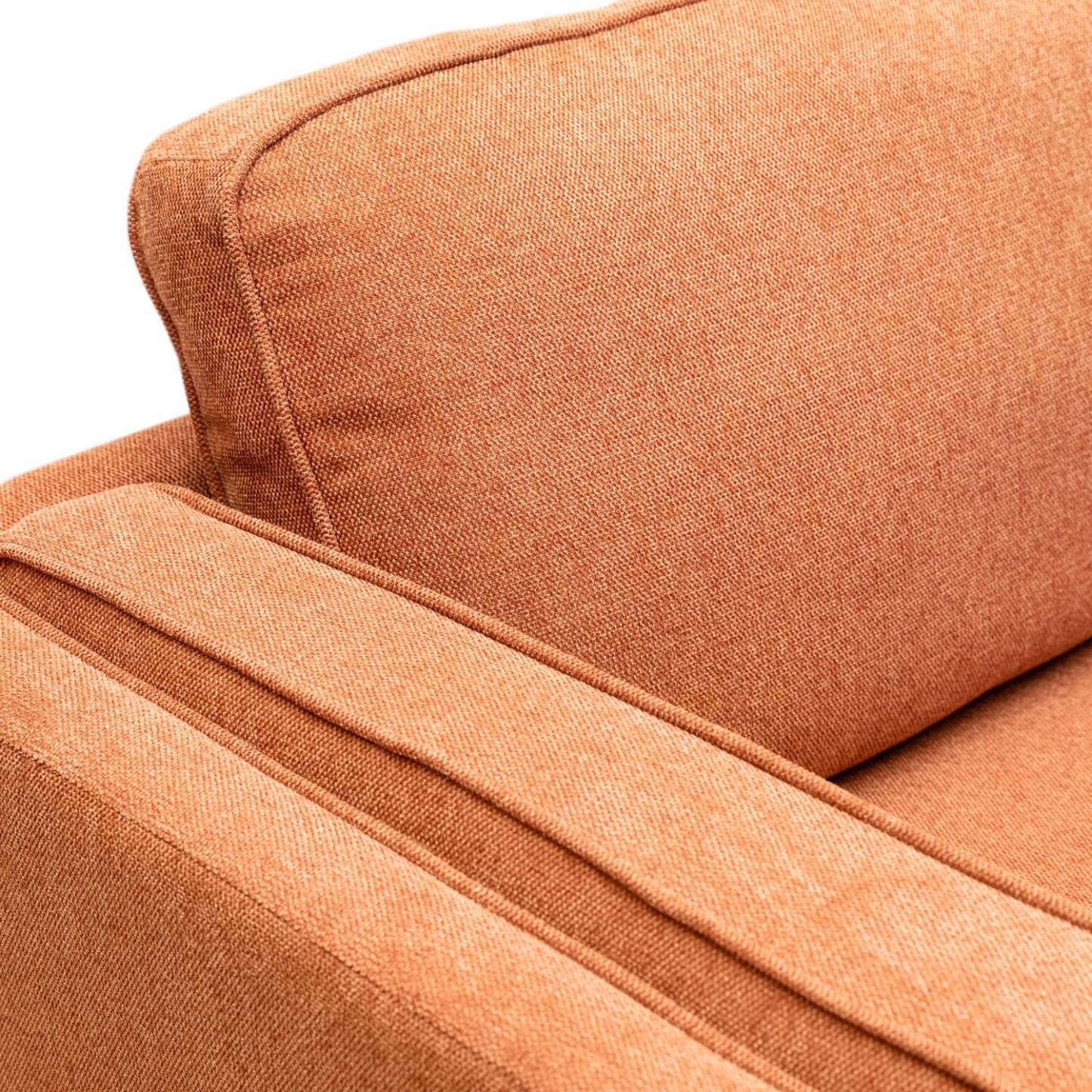 Kort & Co. Sofa Kassia de 80 po de format condo en tissu d’apparence lin avec base et pattes en bois - orange