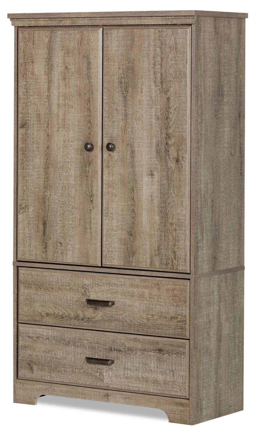 Holt Bedroom 2-Drawer Chest with Storage Cabinet, 33.75W x 63.5H, Made in Canada - Brown | Commode verticale Holt de 33,75 po (L) x 63,5 po (H) à 2 tiroirs avec armoire de rangement pour la chambre à coucher, fabriquée au Canada - brune