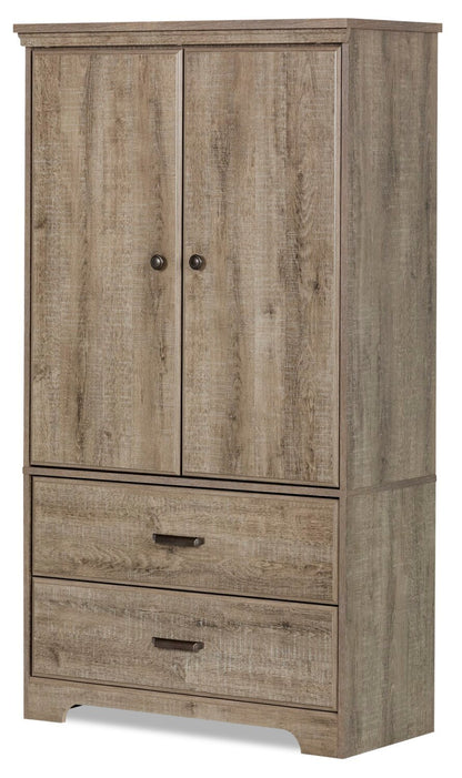 Holt Bedroom 2-Drawer Chest with Storage Cabinet, 33.75W x 63.5H, Made in Canada - Brown | Commode verticale Holt de 33,75 po (L) x 63,5 po (H) à 2 tiroirs avec armoire de rangement pour la chambre à coucher, fabriquée au Canada - brune