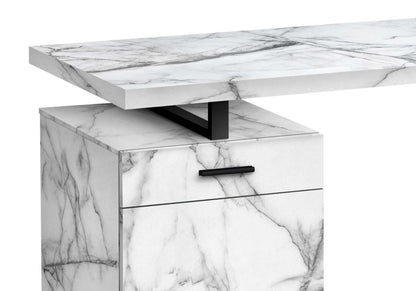 Bureau réversible Remi 47.25 avec tiroir et armoire - Aspect marbre blanc|Bureau réversible Remi de 47,25 po avec tiroir et armoire - apparence marbre blanc
