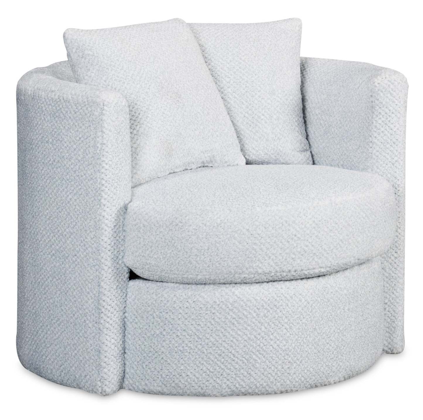 Made in Canada Petite 36 Chenille Fabric Swivel Cuddler Accent Chair - Teddy Star Grey | Fauteuil d’appoint pivotant Cuddler Petite de 36 po fabriqué au Canada en tissu de chenille - gris Teddy Star
