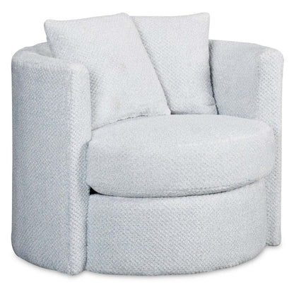 Made in Canada Petite 36 Chenille Fabric Swivel Cuddler Accent Chair - Teddy Star Grey | Fauteuil d’appoint pivotant Cuddler Petite de 36 po fabriqué au Canada en tissu de chenille - gris Teddy Star