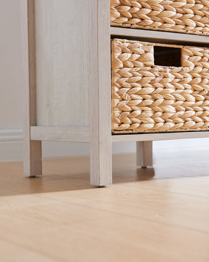 Table de chevet Jon 15,5 avec 2 paniers et tiroir - Chêne blanc|Table de fauteuil Jon de 15,5 po avec 2 paniers et tiroir - chêne blanc