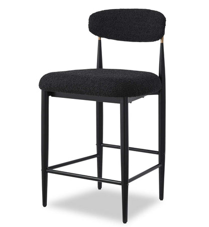 Kort &amp; Co. Tabouret Capri à hauteur de comptoir avec tissu bouclé et accents dorés, métal - Noir | Tabouret Capri de Kort &amp; Co. de hauteur comptoir en métal avec tissu bouclé et touches dorées - noir
