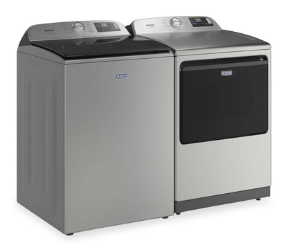 Maytag 6.0 Cu. Ft. Pet Pro Smart Top-Load Washer and 7.4 Cu. Ft. Electric Dryer – Radiant Silver | Laveuse intelligente à chargement par le haut de 6,0 pi³ et sécheuse électrique de 7,4 pi³ Animal Pet Pro de Maytag - argenté radieux
