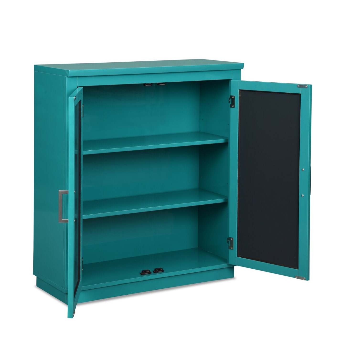 Darci 31.5 Armoire d'appoint avec portes miroir - Bleu|Armoire décorative Darci de 31,5 po avec portes en miroir - bleue